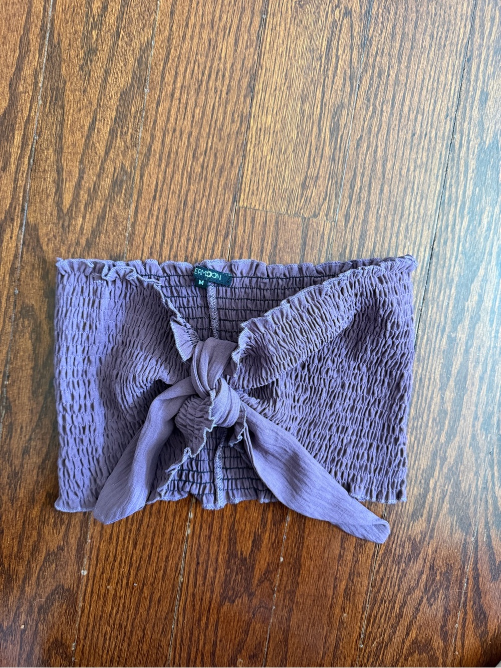 Purple Smocked Tie Tube Top